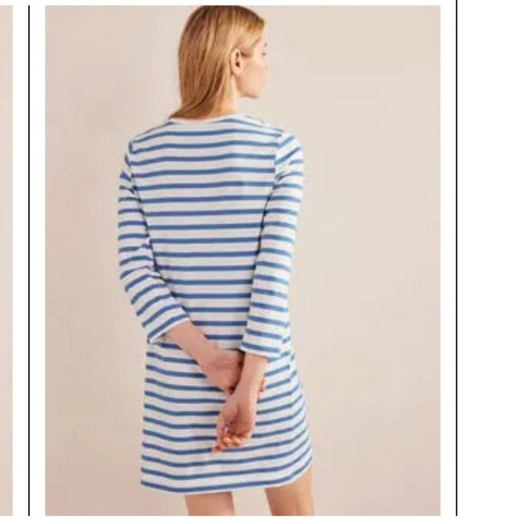 Boden Mini T-shirt Dress 3/4 sleeve blue white striped size 8R preppy - Picture 2 of 11